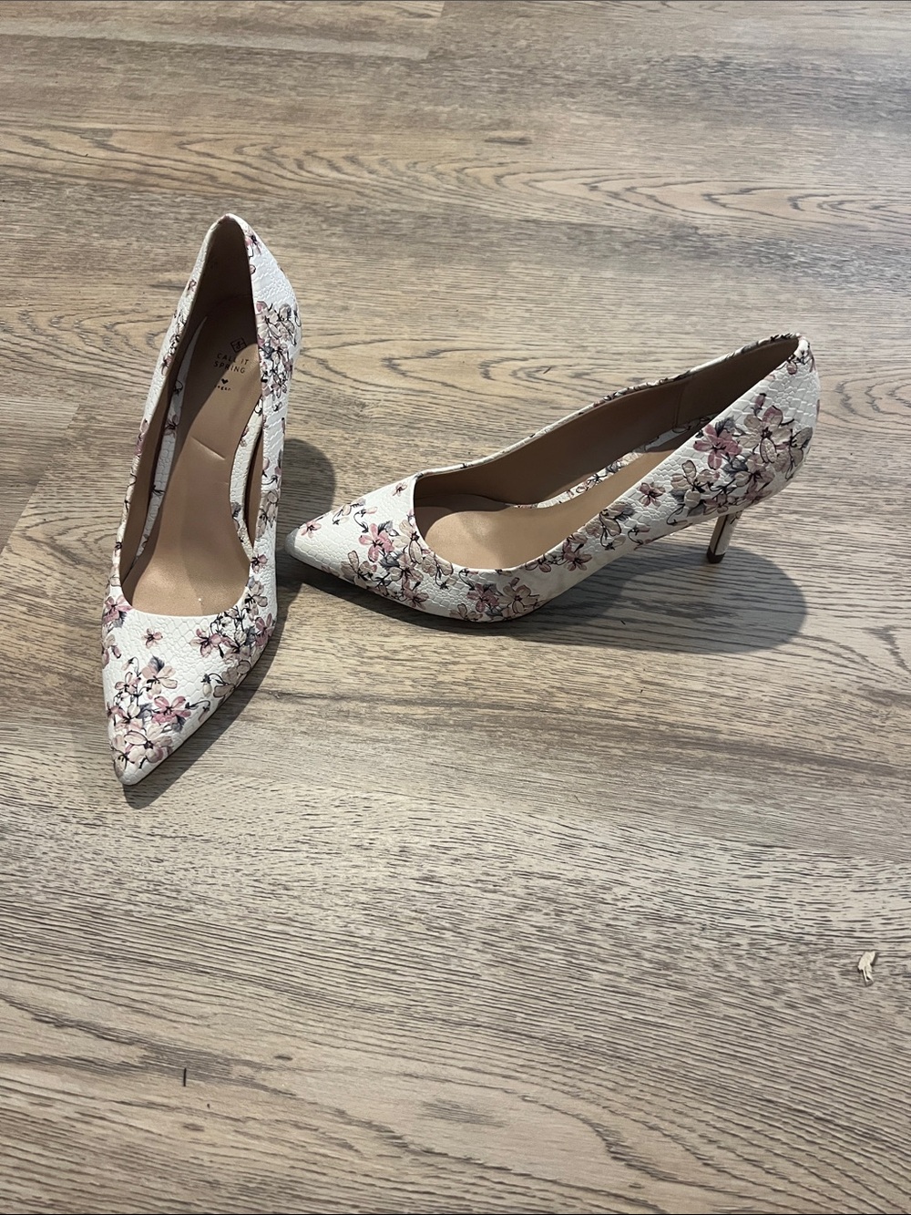 Call It Spring White Floral Pointed Toe Heels